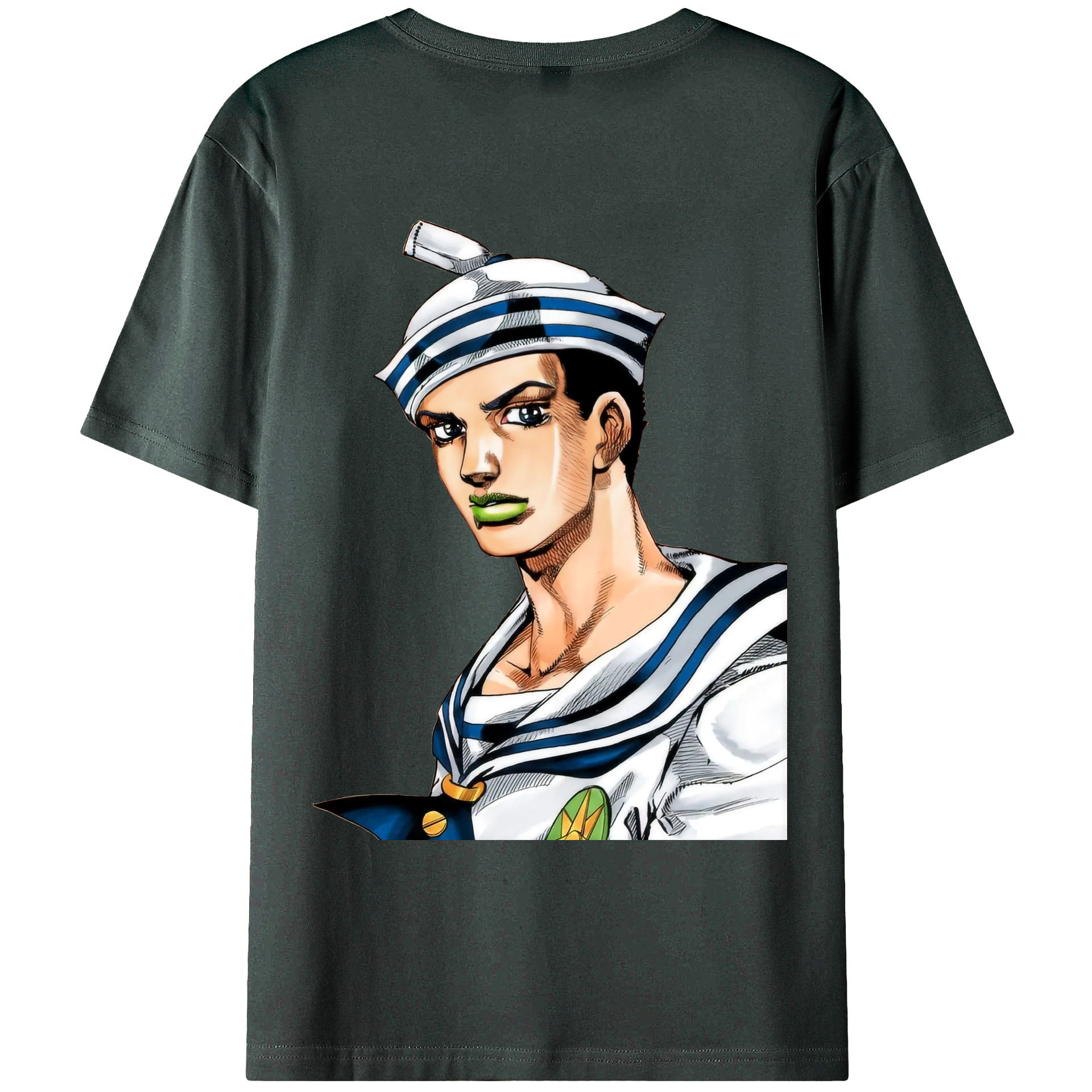 （画像用） ジョジョの奇妙な冒険 東方定助 JoJo's Bizarre Adventure Higashikata Josuke 綿100％ メンズ半袖Tシャツ（バックプリント） 通気性